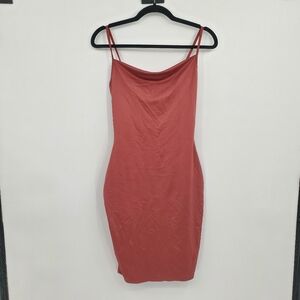 ◇◇ MRT 1030 Burnt Orange Stretch Satin Slip Dress Size Medium